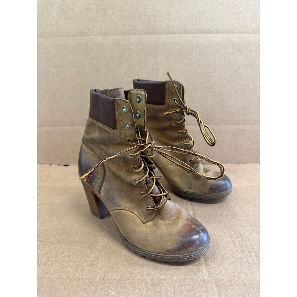Timberland Leather Glancy 6-Inch Lace Up Boots Brown 8430A Womens Size 8 US